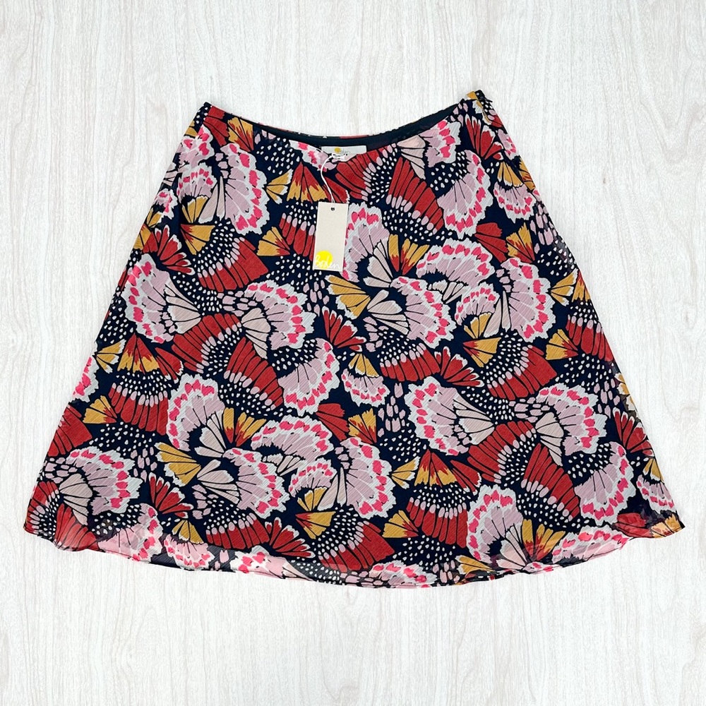 NWT Boden Butterfly Flutter Floral Crinkle Lined Skirt size 10